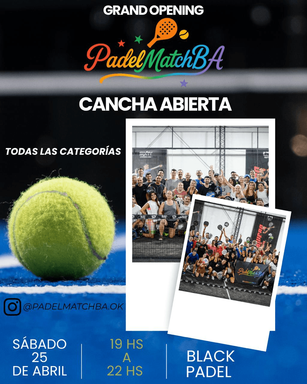 Cancha abierta — Grand Opening PadelMatchBA